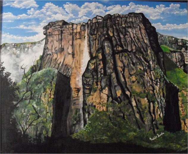 salto angel 4 Óleo Lienzo Paisaje