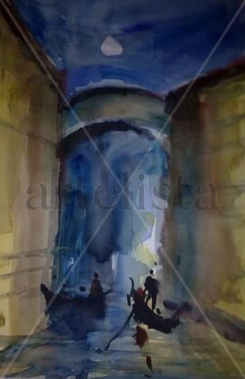 El puente Watercolour Paper Marine Painting