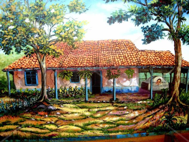 la casa de la terraza Oil Canvas Landscaping