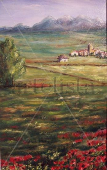 Paisaje con amapolas Oil Canvas Landscaping