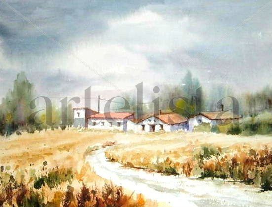 Casas en Laguna de Duero Watercolour Paper Landscaping