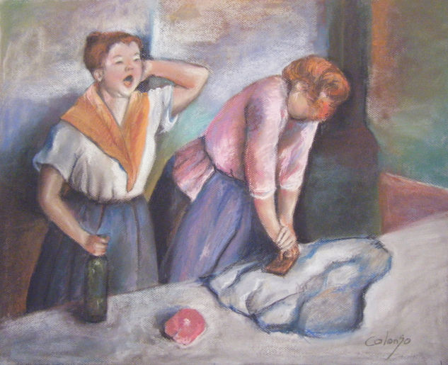 las planchadoras (copia Degas) Pastel Paper Figure Painting