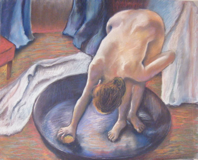 el baño (copia Degas) Pastel Papel Figura