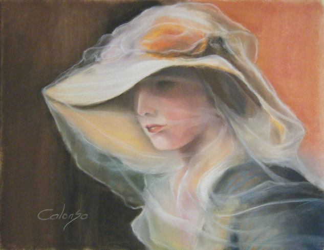 el velo Pastel Paper Figure Painting