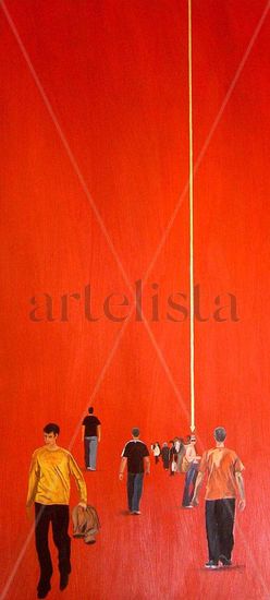 serie gente (rojo) 1 Oil Panel Figure Painting