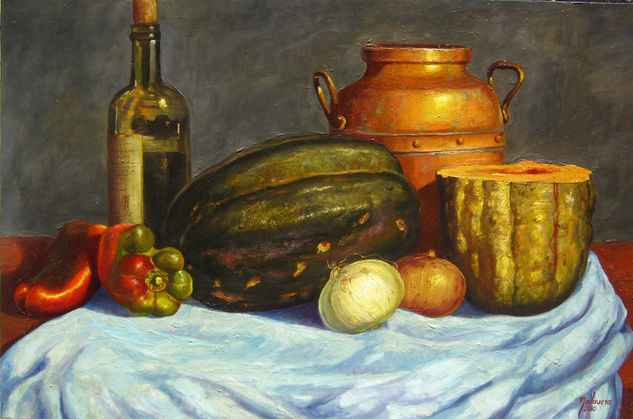 Bodegon con Ahuyama Oil Canvas Still Life Paintings