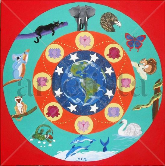 MANDALA DE LA TIERRA Acrílico Lienzo Animales