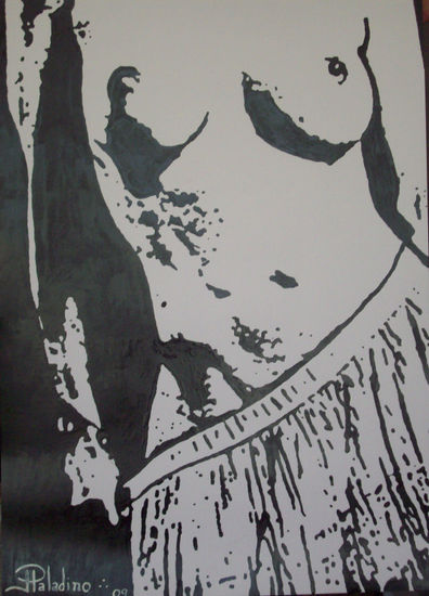 Policromia de una mujer Ink Card Nude Paintings