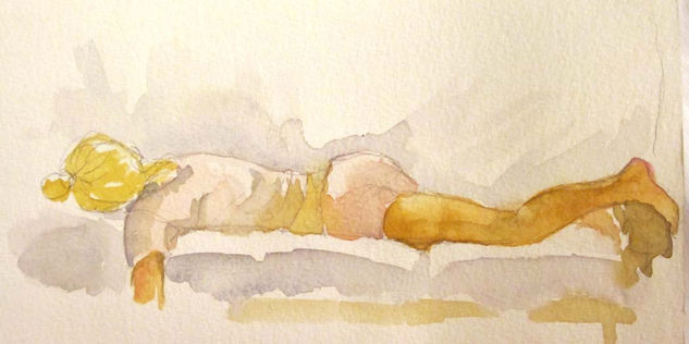 Joana durmiendo Watercolour Paper Figure Painting