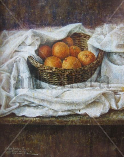 Cesta con naranjas Oil Canvas Still Life Paintings