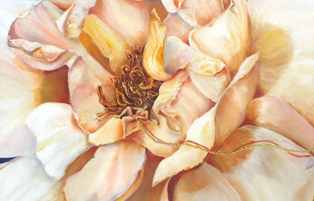 rosa blanca en junio como en enero Oil Canvas