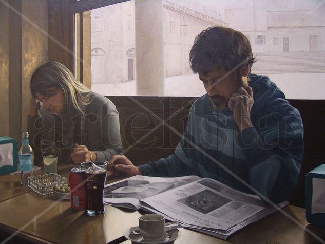 Pareja en un bar Oil Canvas Figure Painting