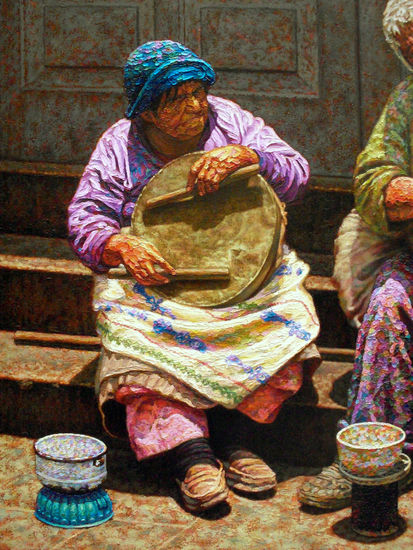 Músicos Ambulantes (Detalle) Oil Canvas Portrait