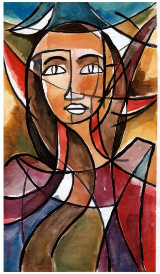 Mujer y Retrato Watercolour Canvas Portrait