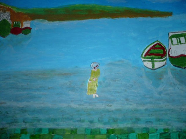 la niña del muelle Acrylic Card Landscaping