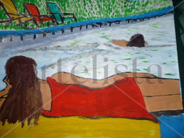 tomando sol Oil Canvas Landscaping