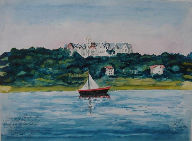 PALACIO DE LA MAGDALENA. SANTANDER Watercolour Canvas Marine Painting