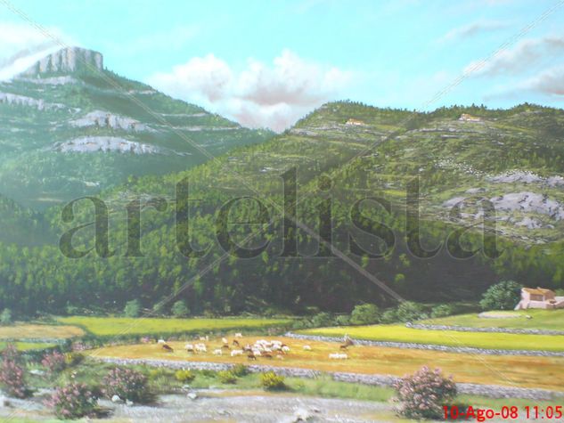 Vida tradicional en la montaña. Oil Canvas Landscaping