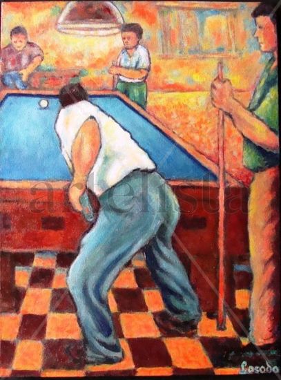 JUEGO DE BILLAR- I Oil Canvas Figure Painting