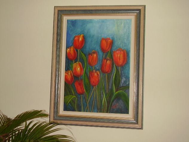 RED TULIPAS Óleo Lienzo