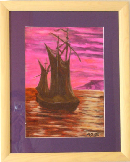 Anochecer en alta mar Wax Card Marine Painting