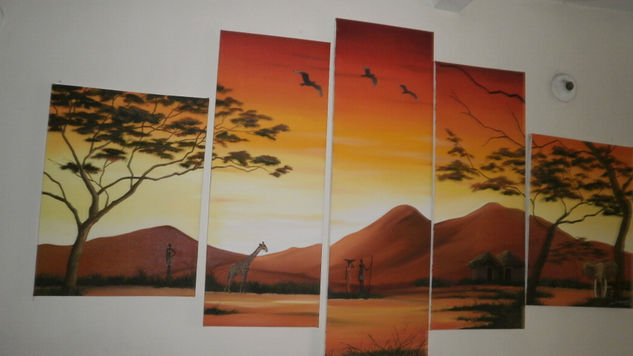 Atardecer en una sabana africana Oil Canvas Landscaping