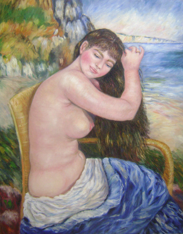 Bañista al borde del mar