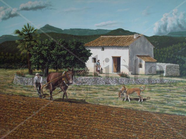 Labrador tradicional. Óleo Lienzo Paisaje