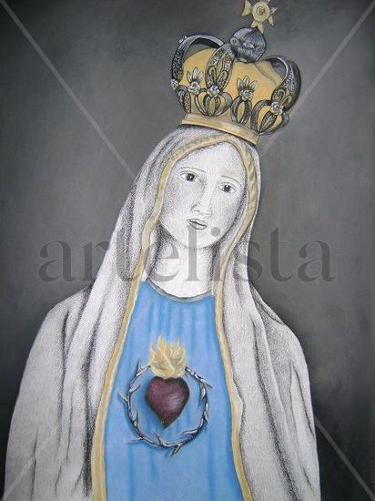 VIRGEN DE FATIMA Pastel Card Figure Painting