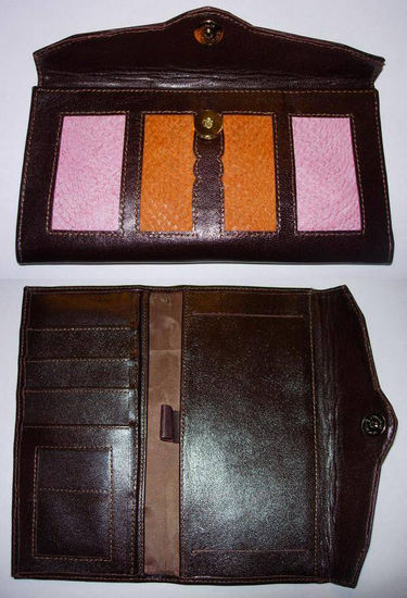 chequera en vacuno y salmon Leather Skin and leather