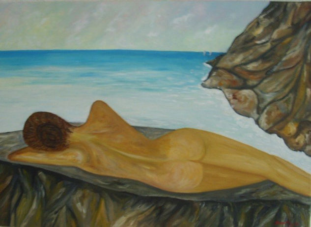 Observando el mar pintura óleo 70x50 Oil Canvas Figure Painting