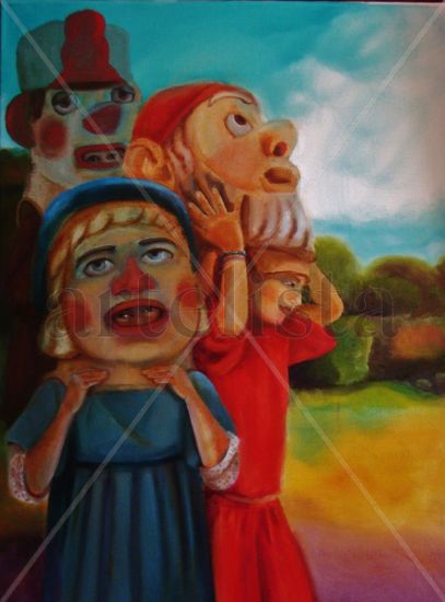 cabezudos Oil Canvas Figure Painting