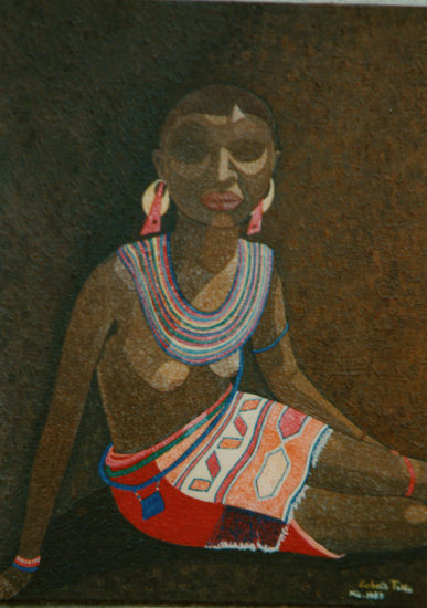 Mujer Zulu Oil Canvas Portrait