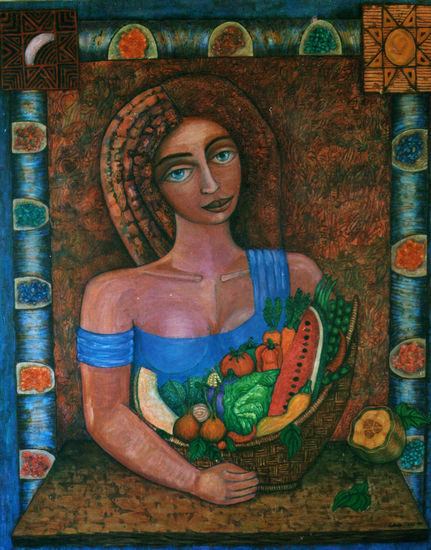 Virgen de las semillas Acrylic Canvas Portrait