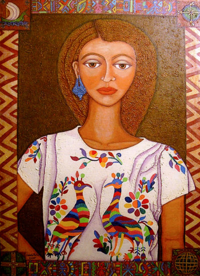 Mujer de aqui y allende mar Acrylic Canvas Portrait