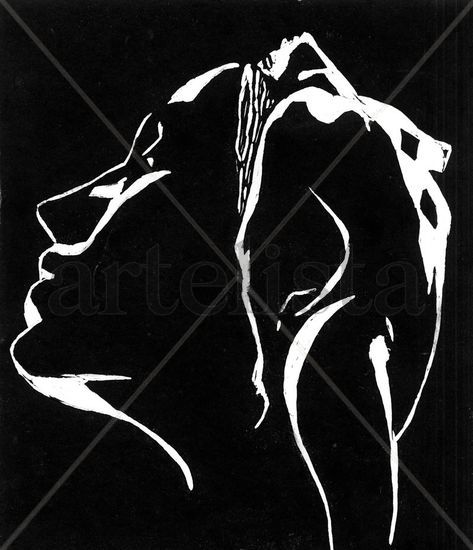 Mujer, Luz de la vida. Linocut