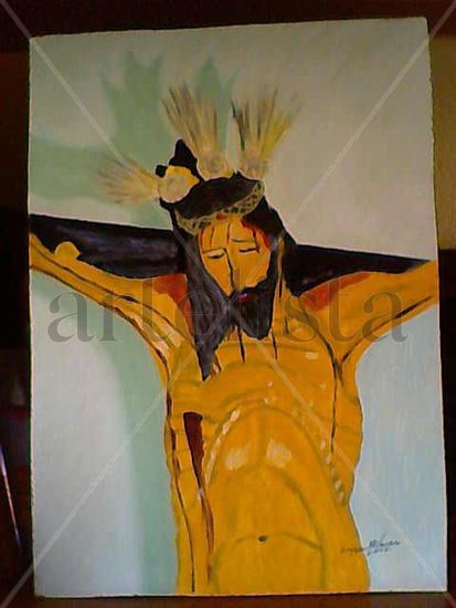 Cristo de la luz (Dalias) Oil Panel Figure Painting