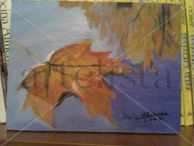 Hoja en agua Oil Panel Marine Painting