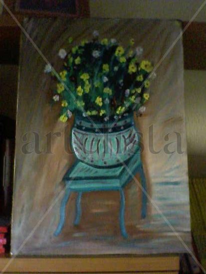 Mesa jarron Oil Panel Floral Painting