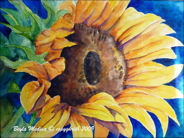 Bello girasol Watercolour Paper Floral Painting