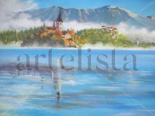 Nº74 LAGO BLED Pastel Papel Paisaje