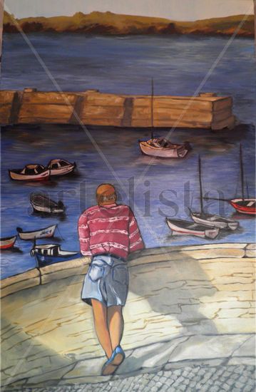 Mirando al mar Oil Canvas Marine Painting