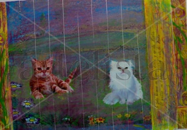 MIS GATOS Acrylic Card Landscaping