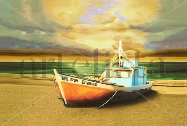 Barca de pescadores en la playa