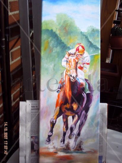 Carrera con caballo Oil Canvas Landscaping