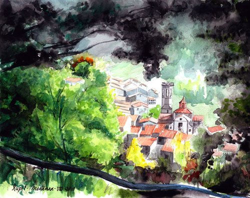 Rupit visto desde Santa Magdalena Watercolour Paper Landscaping