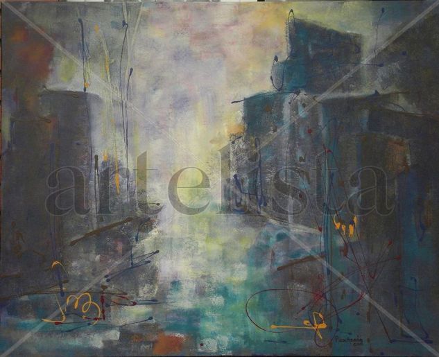 En la Ciudad Acrylic Canvas Landscaping