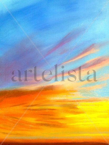 ATARDECER Pastel Papel Paisaje