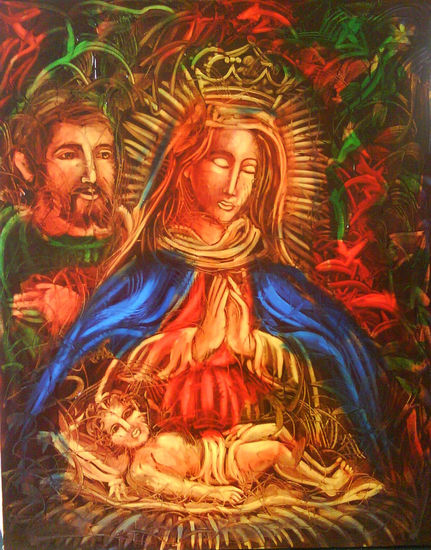 virgen maria Óleo Lienzo Paisaje