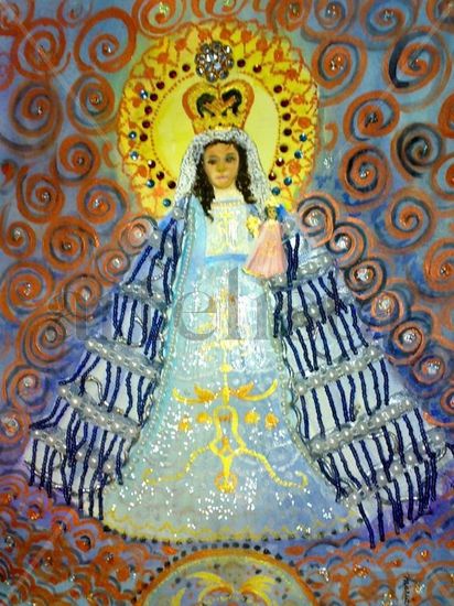 Virgen de la Caridad del Cobre, Cuba Mixed media Paper Figure Painting